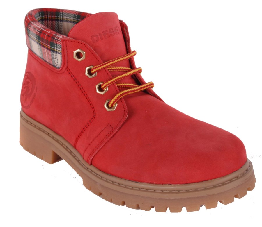 Diesel Women's boots lace-up ankle boots red 1