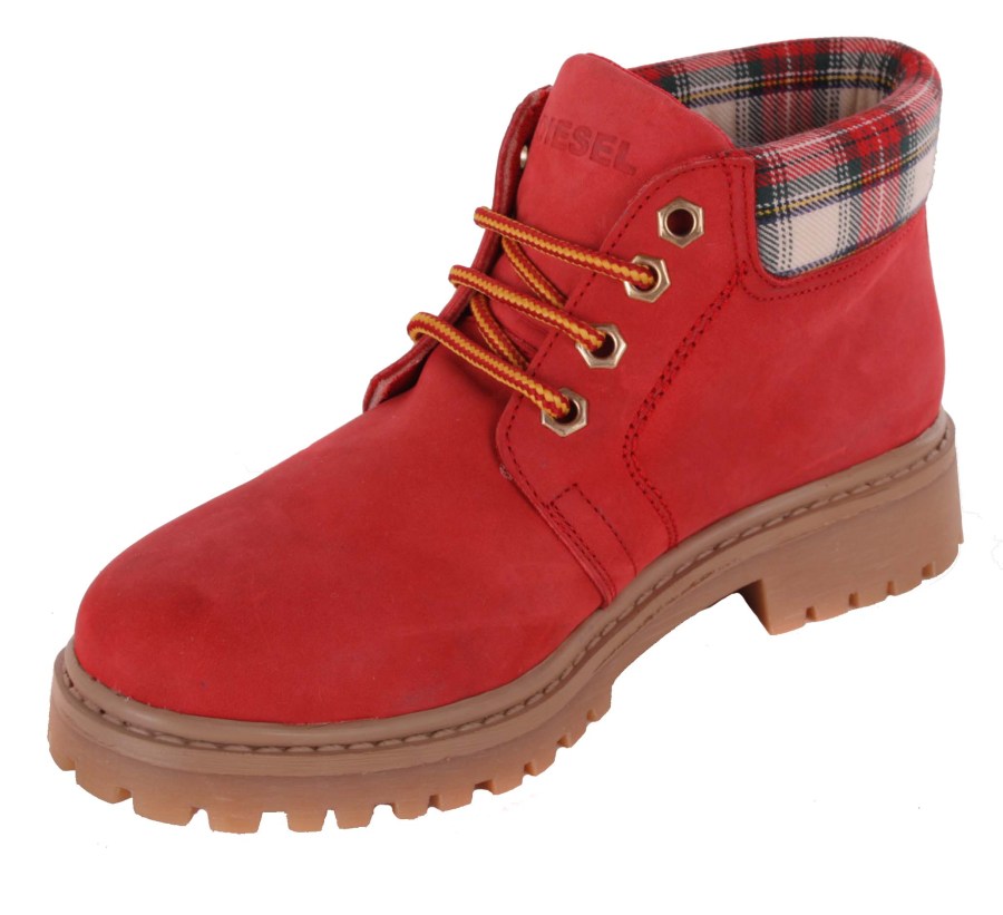 Diesel Women's boots lace-up ankle boots red 3