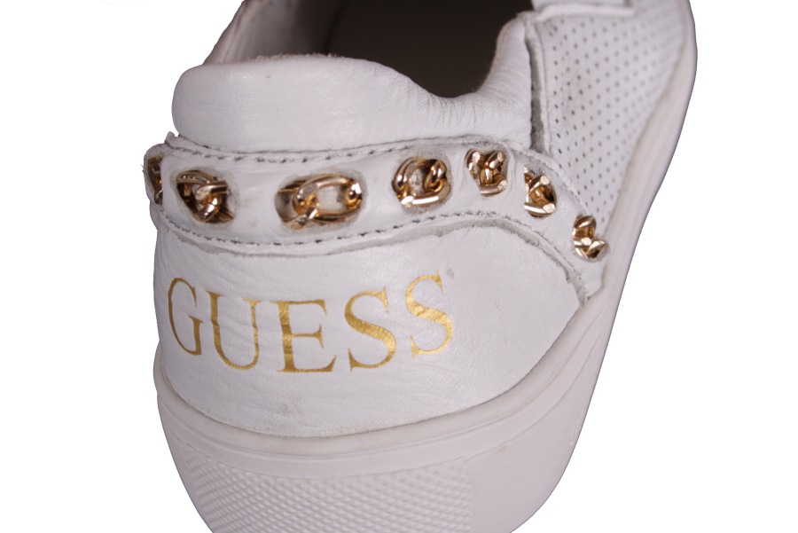 Guess Damen Schlüpfschuhe Slipper Leder Weiß #758 4