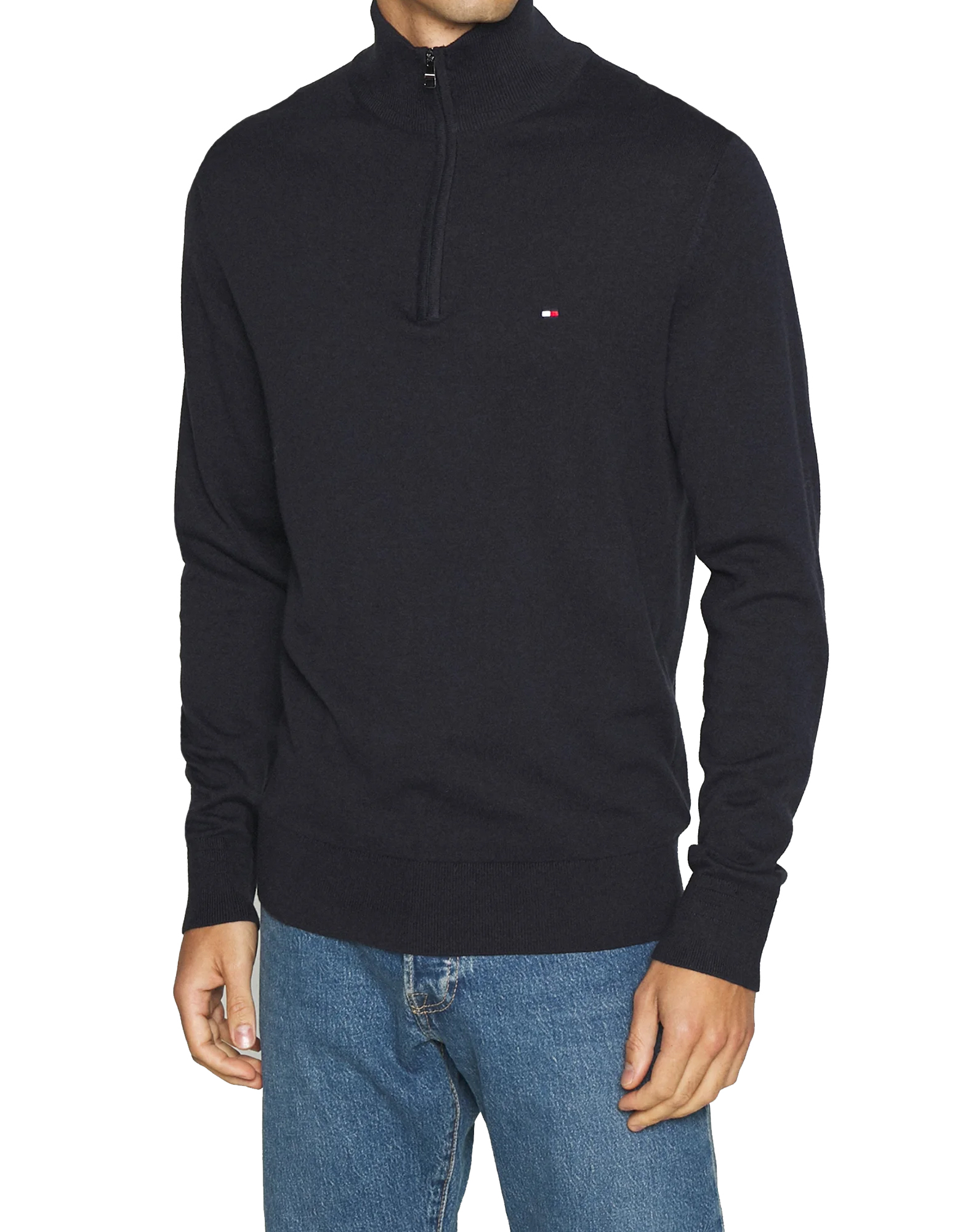 Tommy Hilfiger Men's Sweater ES-ATLANTIC ZIP MOCK Dark Blue 1