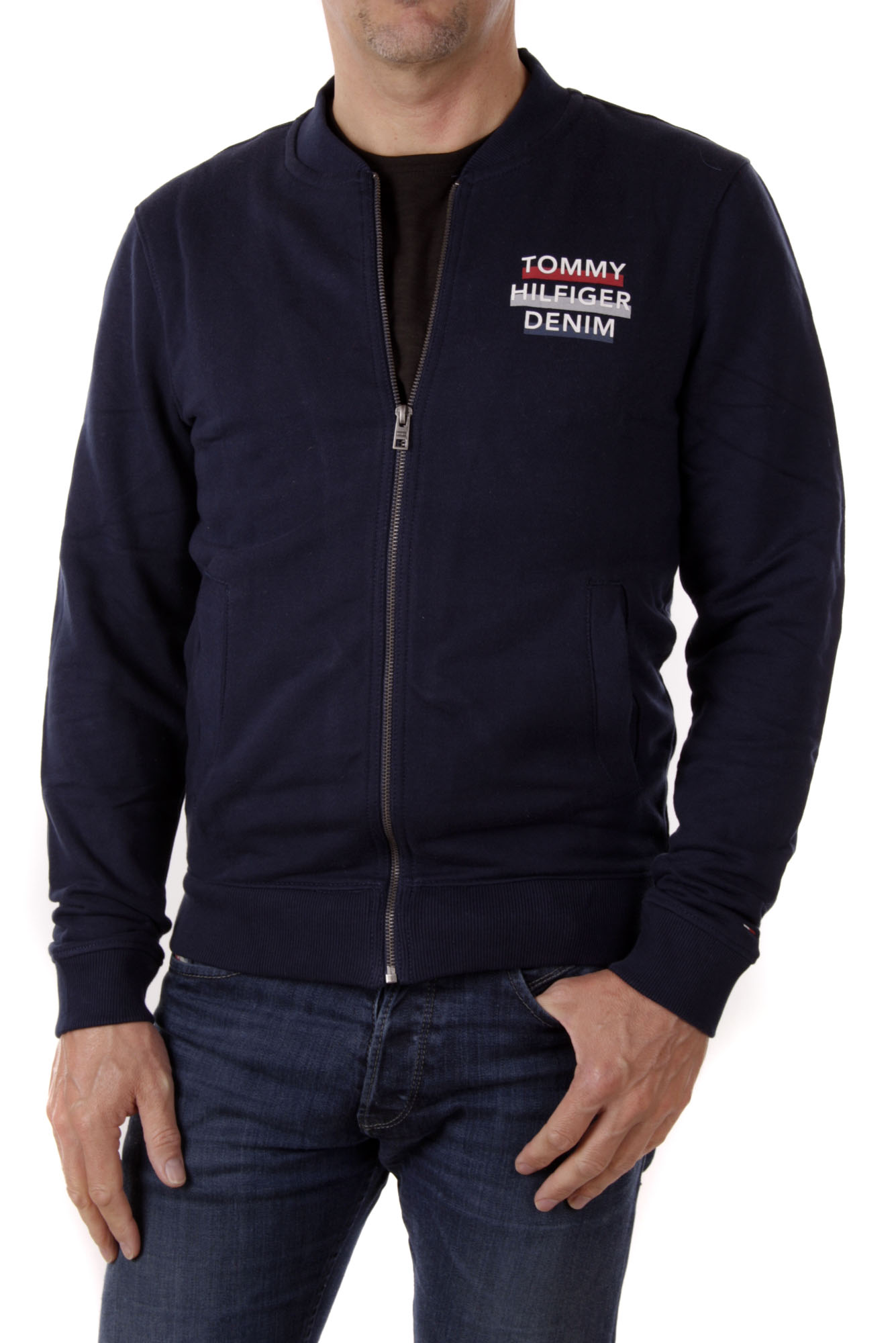 Tommy Hilfiger Men's sweat jacket THDM BASIC LOGO ZIPTRU Dark blue 1