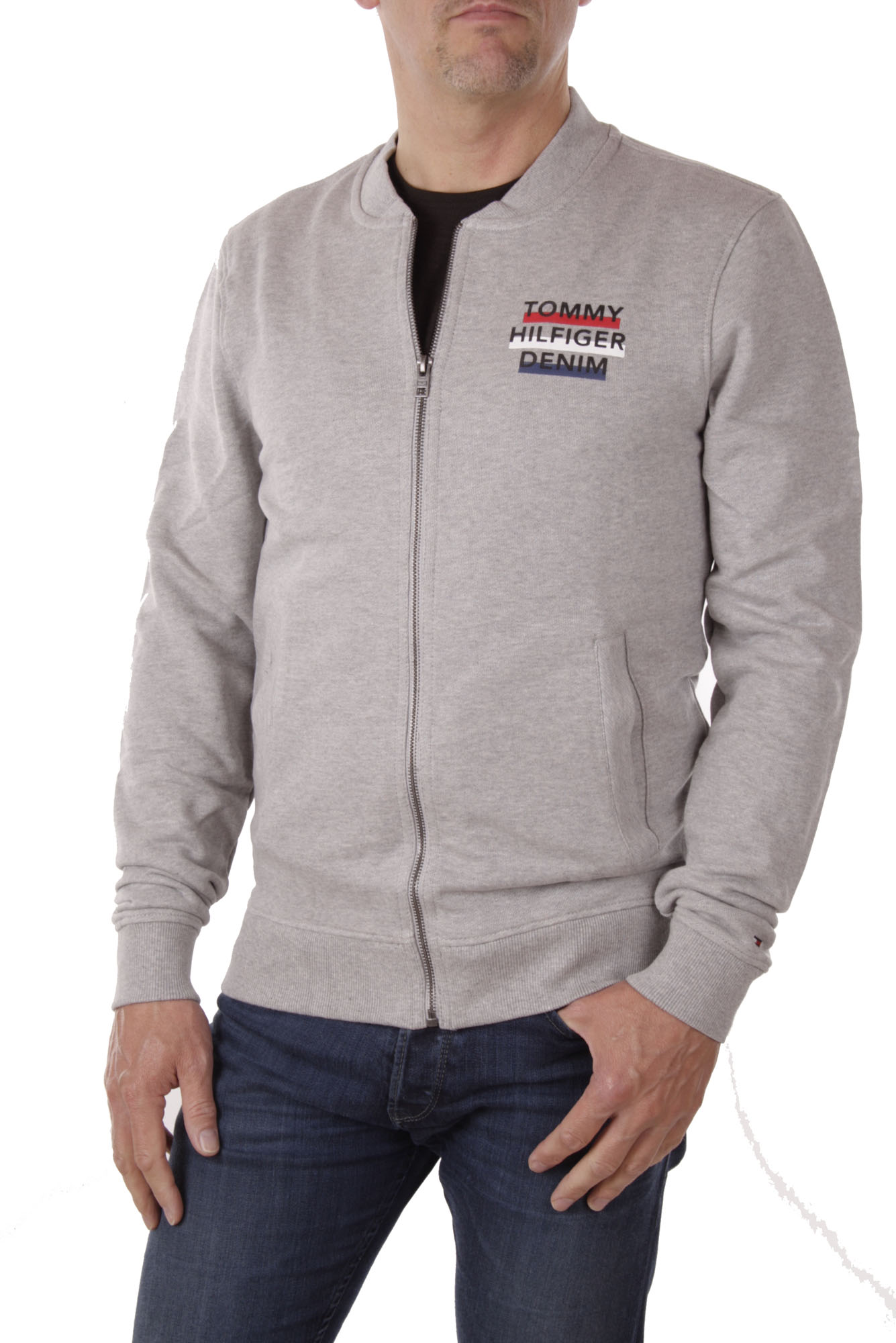 Tommy Hilfiger Men's sweat jacket THDM BASIC LOGO ZIPTRU gray 1