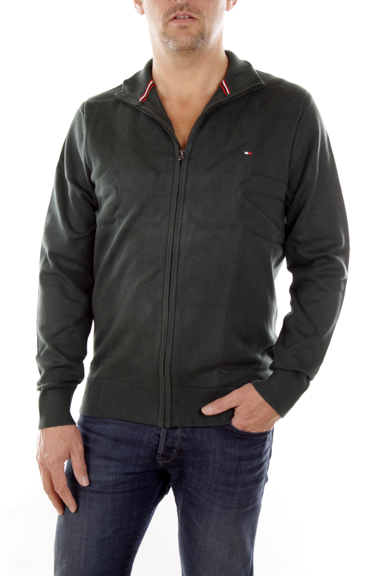 Tommy Hilfiger Men's Cardigan ES ATLANTIC Z-THRU CF, 397 Green 1