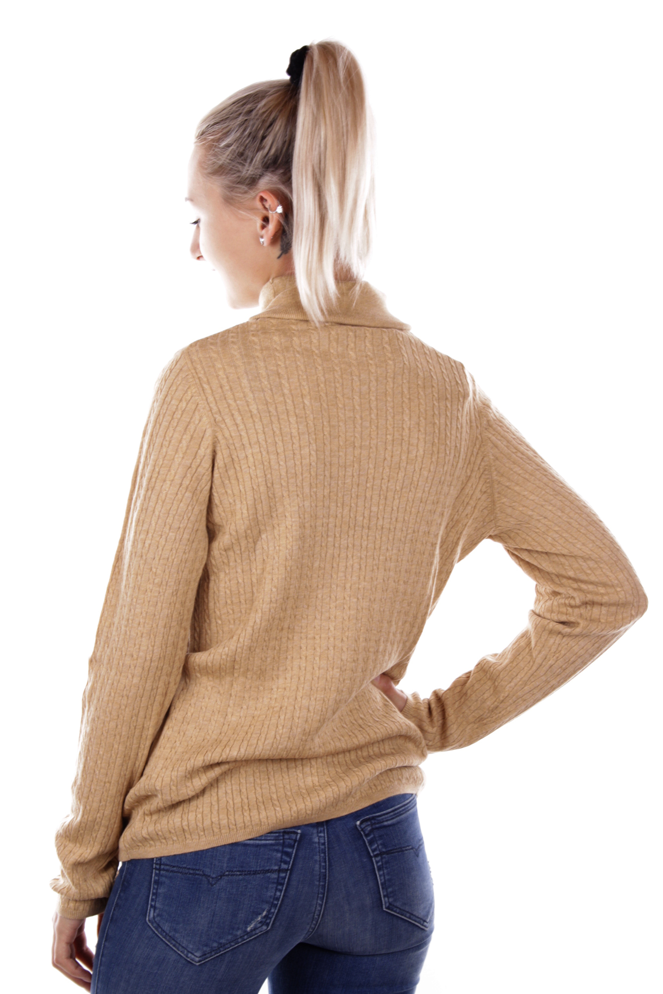 Tommy Hilfiger Women's Turtleneck Sweater ERCA MINI CABLE ROLL-NK Sweater Beige 4