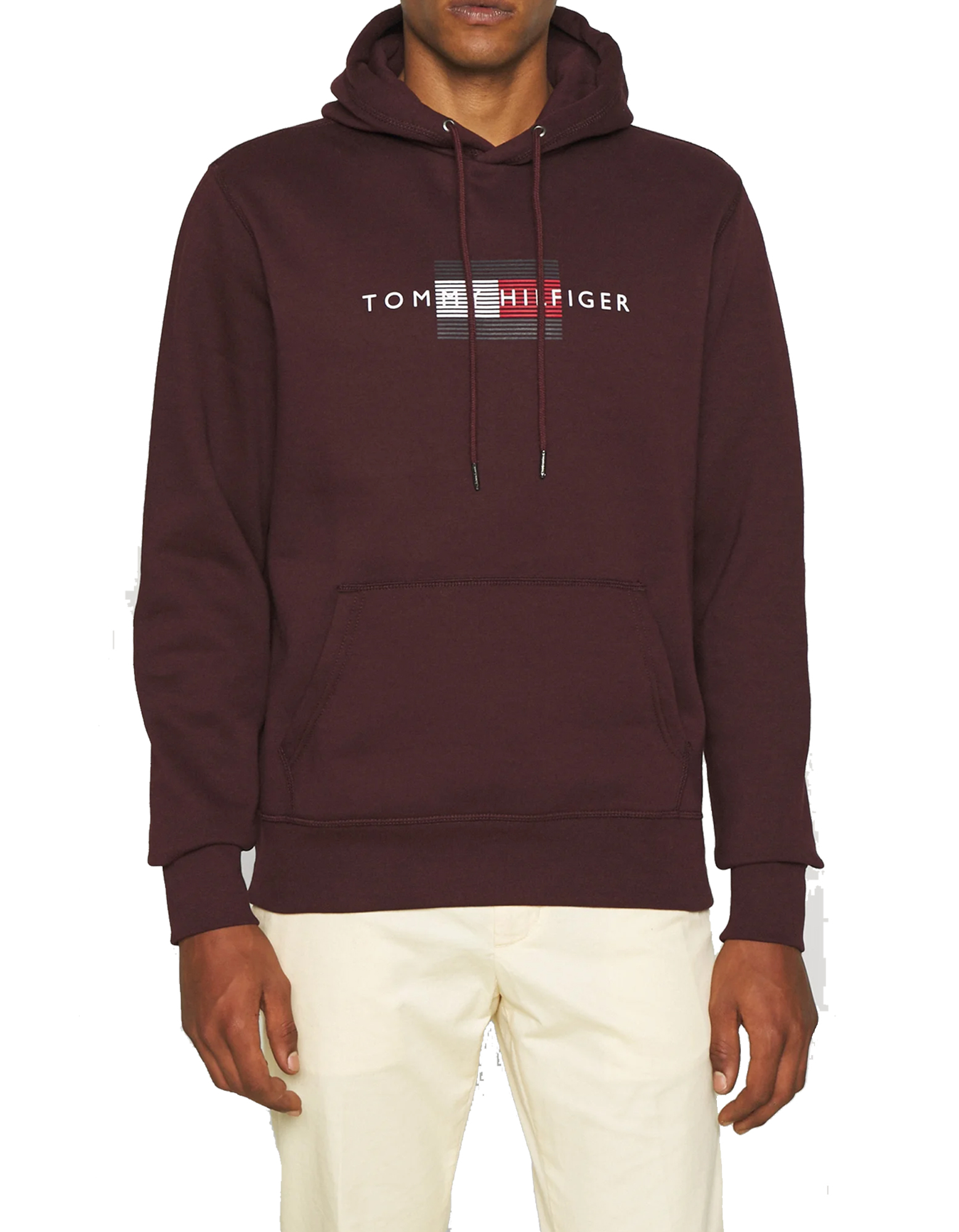 Tommy Hilfiger Men's Lines Hilfiger Hoody Sweatshirt Deep Burgundy 1