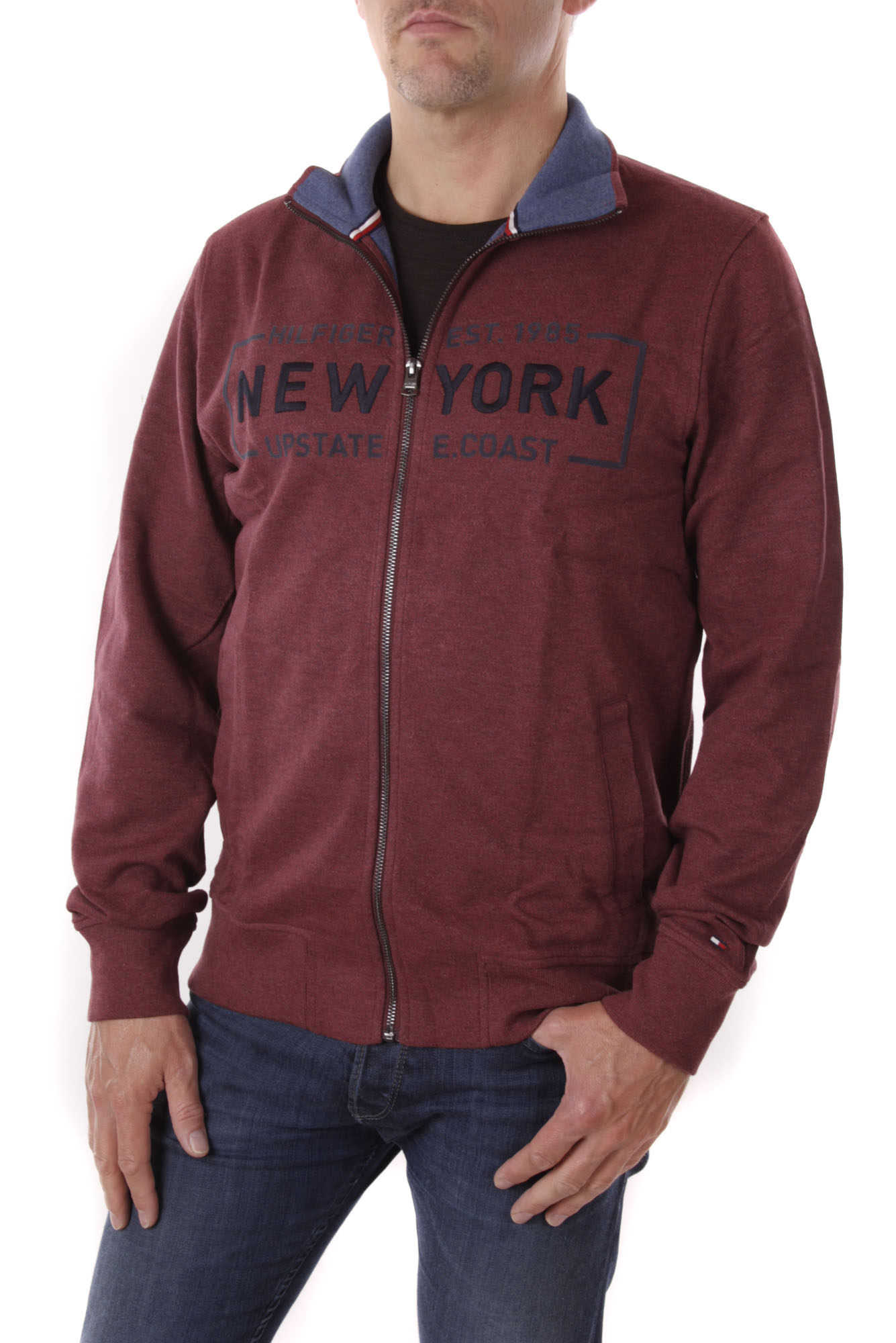 Tommy Hilfiger Men's Sweat Jacket PAYSON Z-THRU Red 1