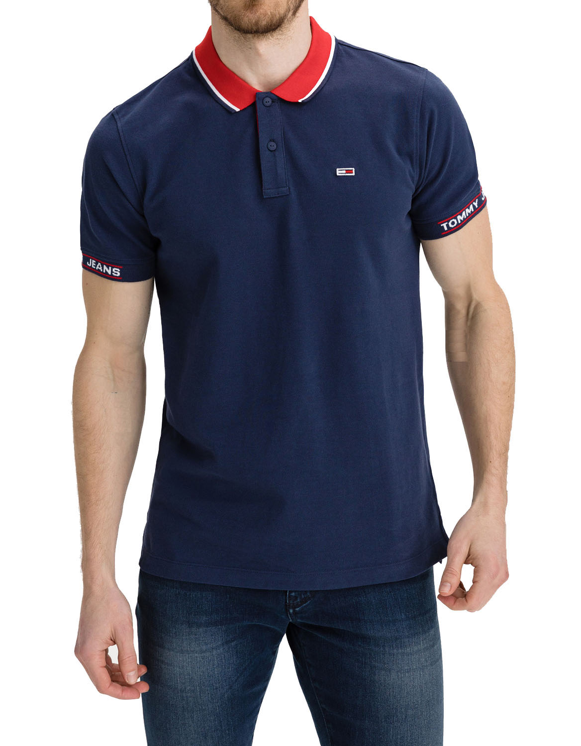 Tommy Jeans Herren Poloshirt DETAIL RIB JAQUARD DM0DM10326-C87 Dunkelblau 1