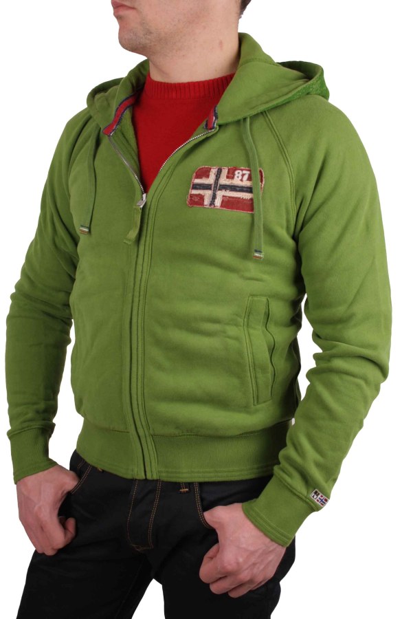 Napapijri Men's Hooded Sweat Jacket Goryn Green Size XS 1